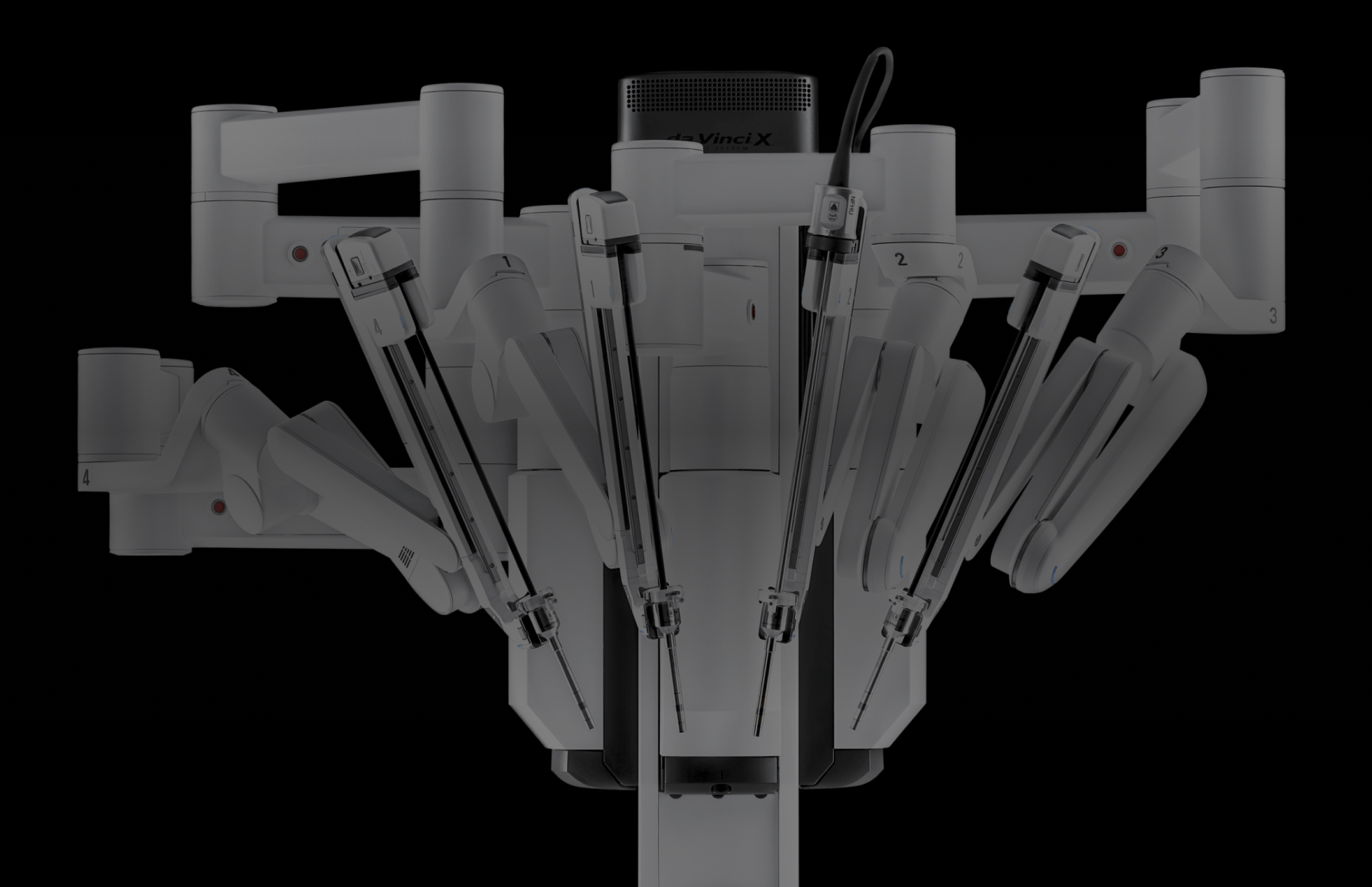 Image of da Vinci X arms on black background