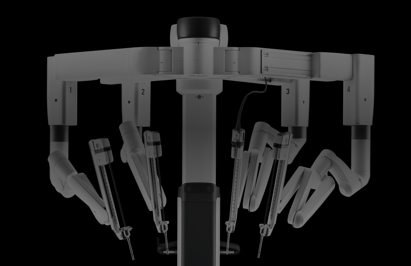 Image of da Vinci Xi arms on black background