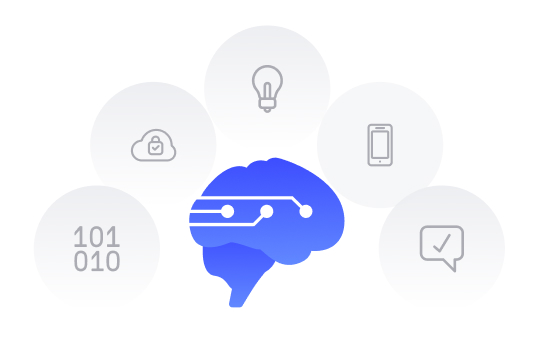 Icon for integrated intelligence showing brain