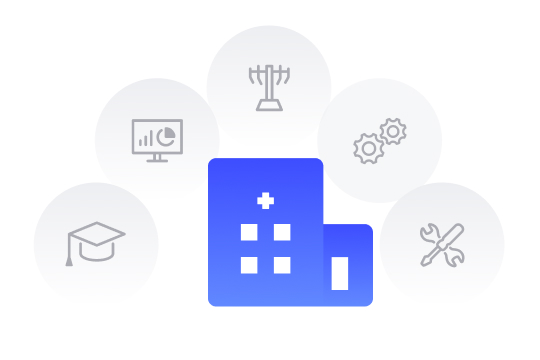 Icon for unified ecosystem showing hospital building