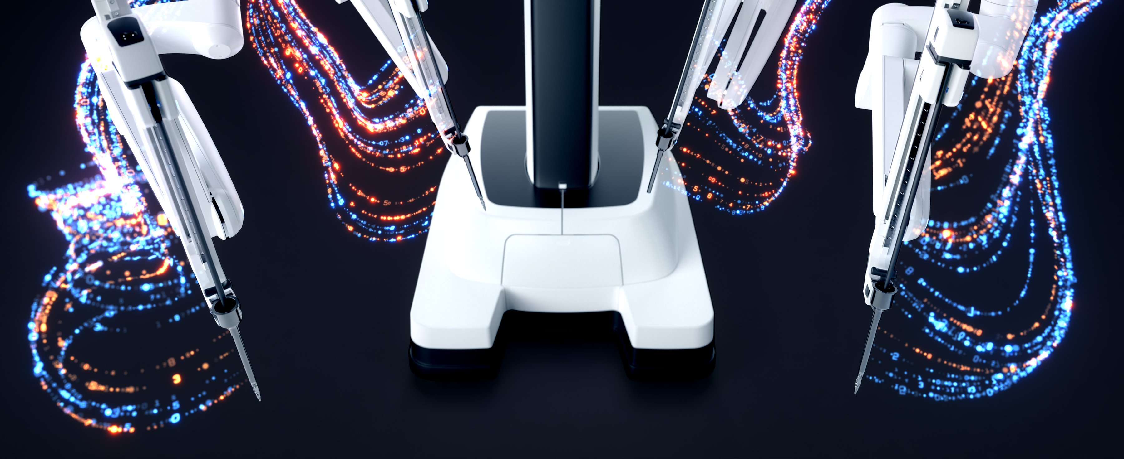 A da Vinci system surrounded by visualized bands of data.