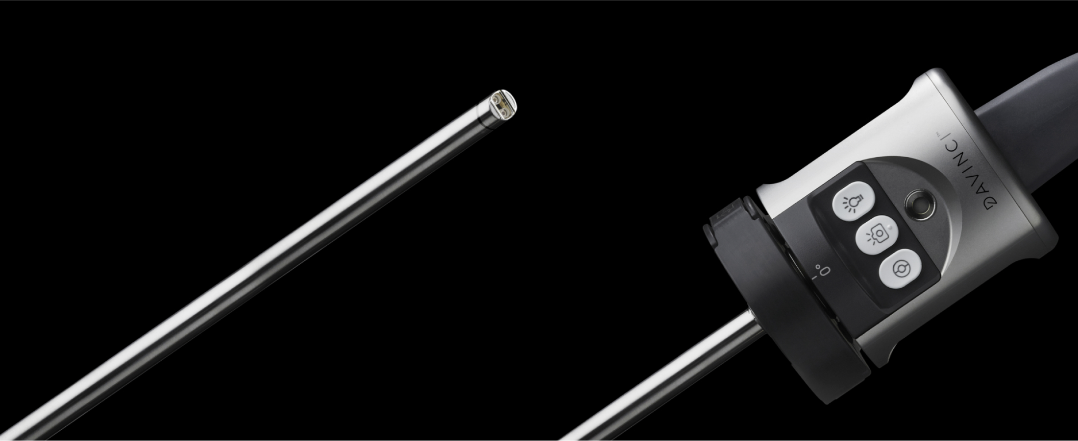 Image of the da Vinci endoscope on black