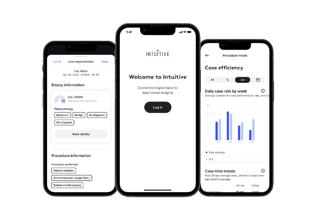 My Intuitive app on three phone screens