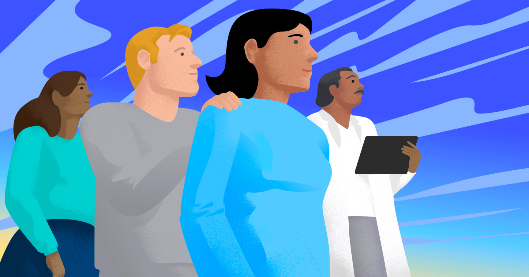 Illustration of patients and physician