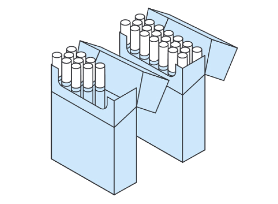 Illustration of one and a half packs of cigarettes
