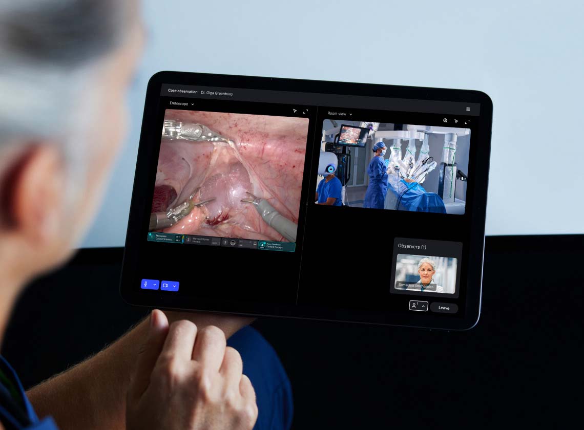 Physician using My Intuitive+ to connect remotely