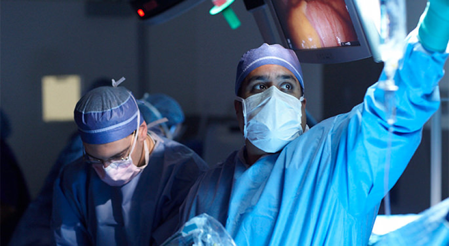 Dr. Ketan Badani, professor of urology at Mount Sinai, in the operating room.