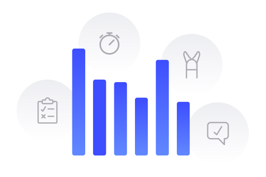 Icône de performance quantifiée montrant un graphique à barres