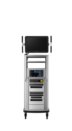 ディスプレイ画面がオフの状態のダビンチサージカルシステムビジョンカート